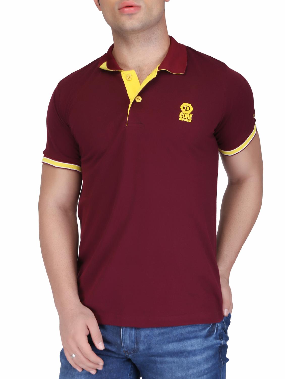 maroon cotton polo t-shirt - 15341473 - Zoom Image - 1