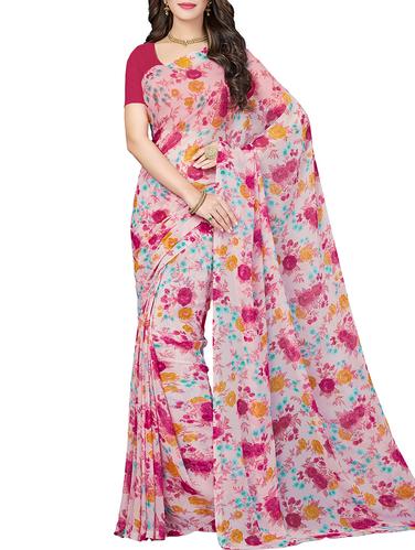 floral printed saree with blouse - 15341476 - Very Small Image - 1