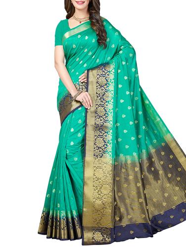 zari work woven saree with blouse - 15341480 - Very Small Image - 1