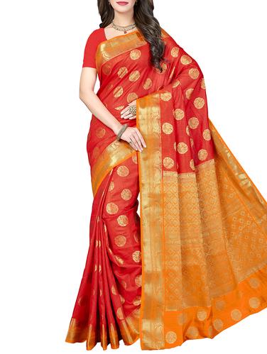zari work woven saree with blouse - 15341483 - Very Small Image - 1