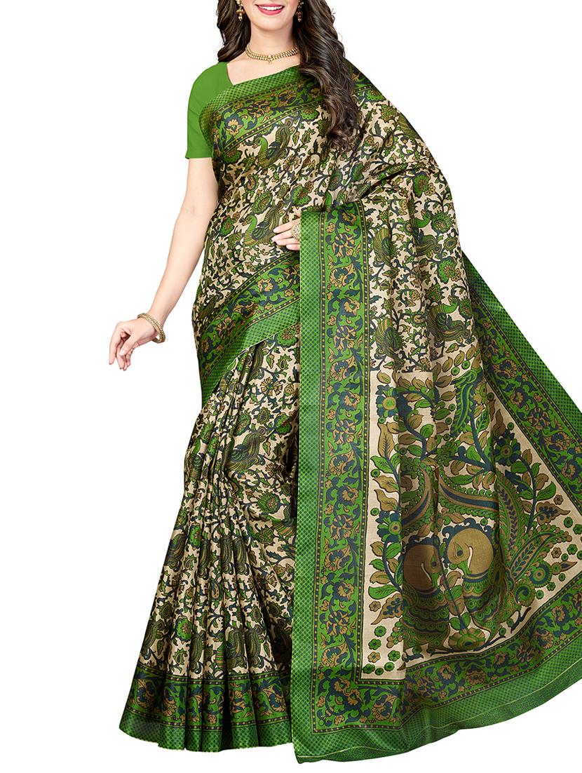 kalamkari printed saree with tassels with blouse - 15341495 - Zoom Image - 1