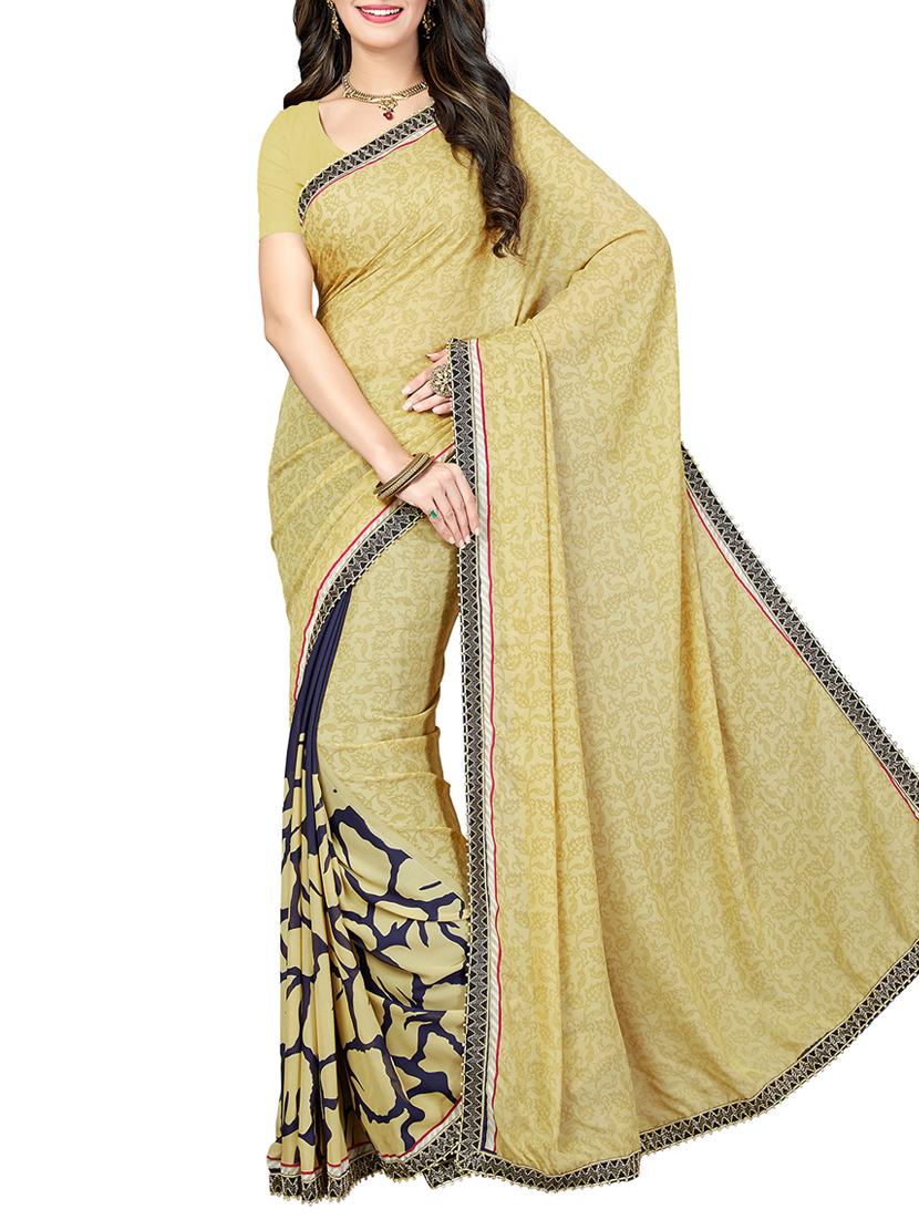 lace border half & half saree with blouse - 15341500 - Zoom Image - 1