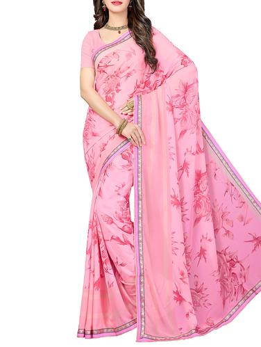 lace border floral saree with blouse - 15341504 - Very Small Image - 1