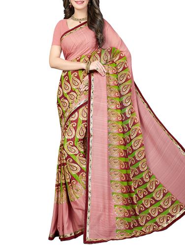 lace border paisley saree with blouse - 15341507 - Very Small Image - 1