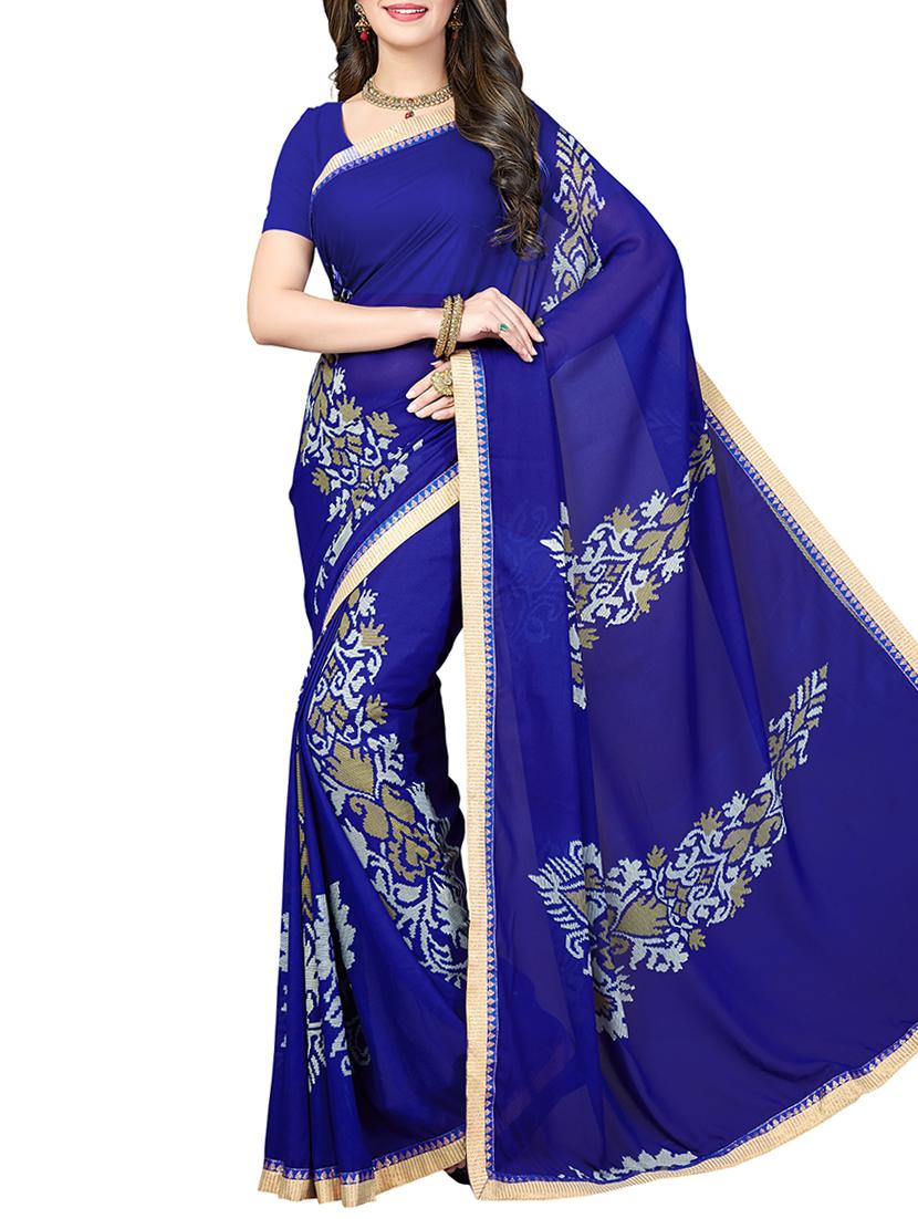 lace border printed saree with blouse - 15341510 - Zoom Image - 1
