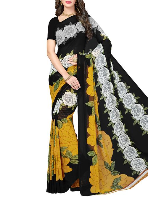 floral printed saree with blouse - 15341514 - Standard Image - 1