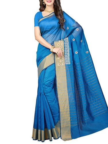 zari work woven saree with blouse - 15341521 - Very Small Image - 1