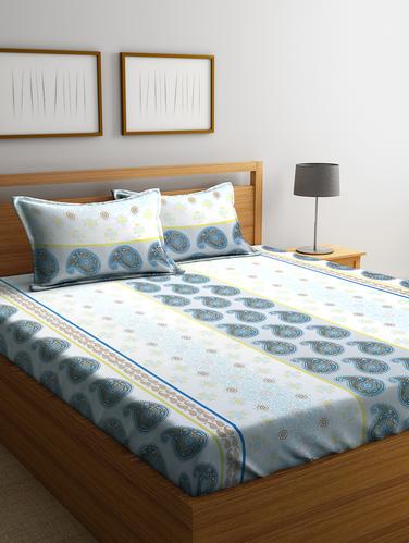 Cotton 144 TC Double Bedsheet with 2 Pillow Covers - 15341601 - Very Small Image - 1