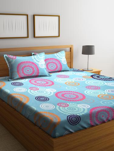 Cotton 144 TC Double Bedsheet with 2 Pillow Covers - 15341604 - Very Small Image - 1