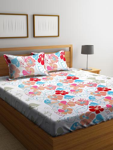 Cotton 144 TC Double Bedsheet with 2 Pillow Covers - 15341605 - Very Small Image - 1