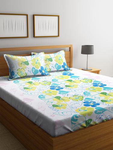 Cotton 144 TC Double Bedsheet with 2 Pillow Covers - 15341627 - Very Small Image - 1