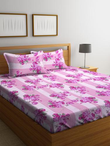 Cotton 144 TC Double Bedsheet with 2 Pillow Covers - 15341633 - Very Small Image - 1