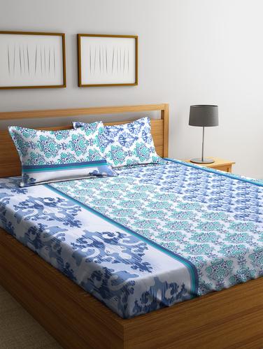 Cotton 144 TC Double Bedsheet with 2 Pillow Covers - 15341634 - Very Small Image - 1