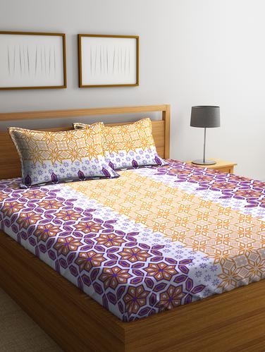 Cotton 144 TC Double Bedsheet with 2 Pillow Covers - 15341653 - Very Small Image - 1