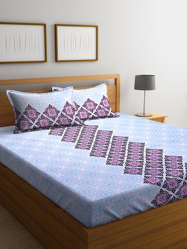 Cotton 144 TC Double Bedsheet with 2 Pillow Covers - 15341654 - Very Small Image - 1