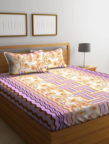 Cotton 144 TC Double Bedsheet with 2 Pillow Covers - 15341656 - Very Small Image - 1