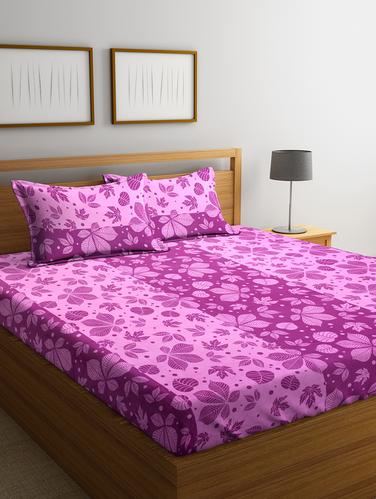 Cotton 144 TC Double Bedsheet with 2 Pillow Covers - 15341657 - Very Small Image - 1