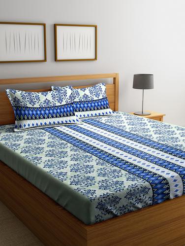 Cotton 144 TC Double Bedsheet with 2 Pillow Covers - 15341662 - Very Small Image - 1