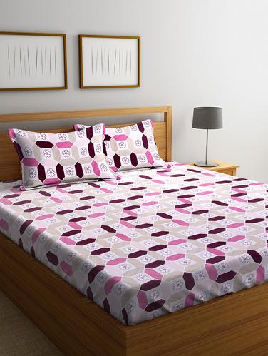 Cotton 144 TC Double Bedsheet with 2 Pillow Covers - 15341664 - Very Small Image - 1