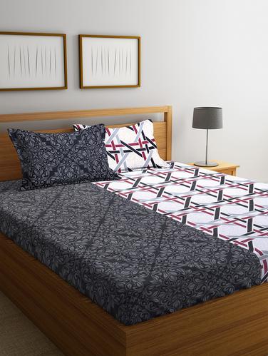 Cotton 144 TC Double Bedsheet with 2 Pillow Covers - 15341665 - Very Small Image - 1