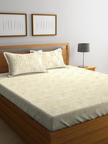 Cotton 144 TC Double Bedsheet with 2 Pillow Covers - 15341670 - Very Small Image - 1