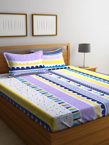 Cotton 144 TC Double Bedsheet with 2 Pillow Covers - 15341672 - Very Small Image - 1