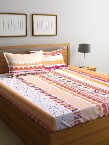 Cotton 144 TC Double Bedsheet with 2 Pillow Covers - 15341674 - Very Small Image - 1