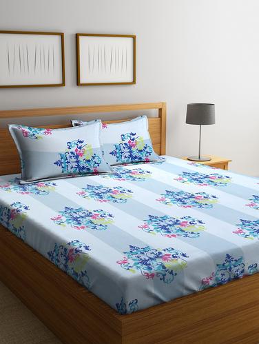 Cotton 144 TC Double Bedsheet with 2 Pillow Covers - 15341679 - Very Small Image - 1