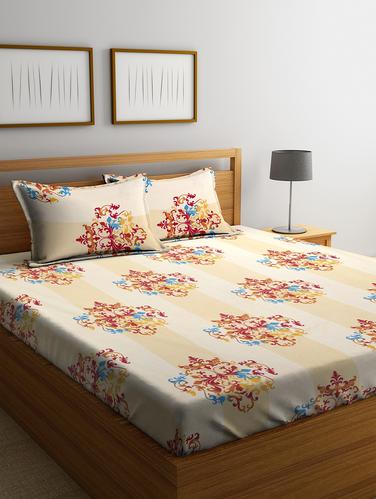 Cotton 144 TC Double Bedsheet with 2 Pillow Covers - 15341681 - Very Small Image - 1