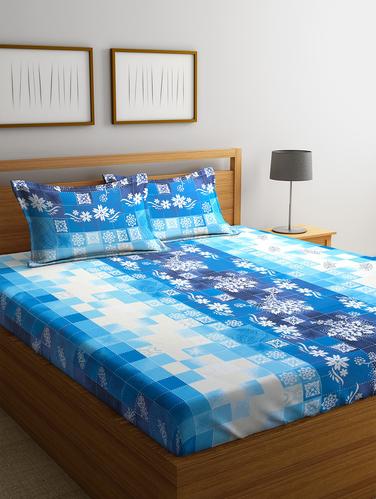 Cotton 144 TC Double Bedsheet with 2 Pillow Covers - 15341688 - Very Small Image - 1