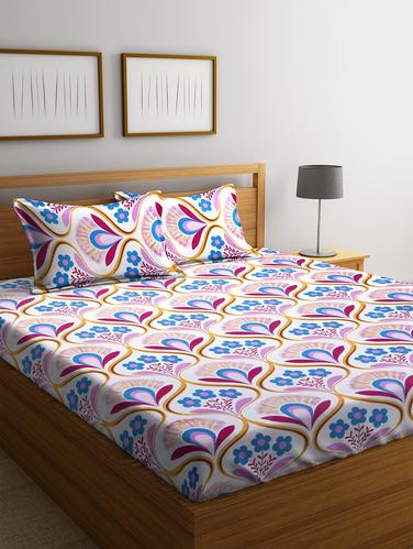 Cotton 144 TC Double Bedsheet with 2 Pillow Covers - 15341718 - Very Small Image - 1