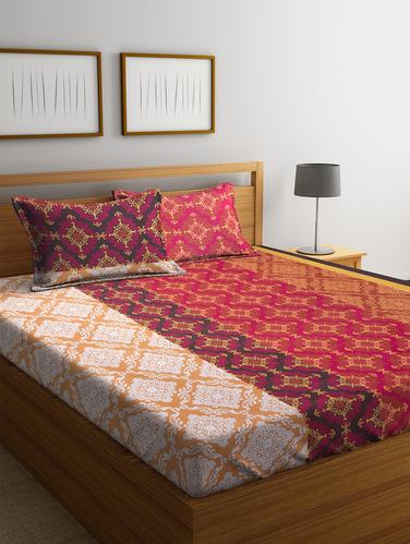 Cotton 144 TC Double Bedsheet with 2 Pillow Covers - 15341721 - Very Small Image - 1