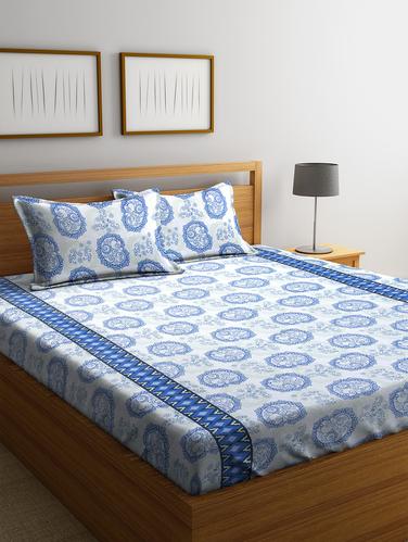Cotton 144 TC Double Bedsheet with 2 Pillow Covers - 15341723 - Very Small Image - 1