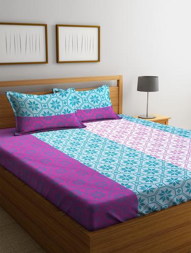 Cotton 144 TC Double Bedsheet with 2 Pillow Covers - 15341731 - Very Small Image - 1