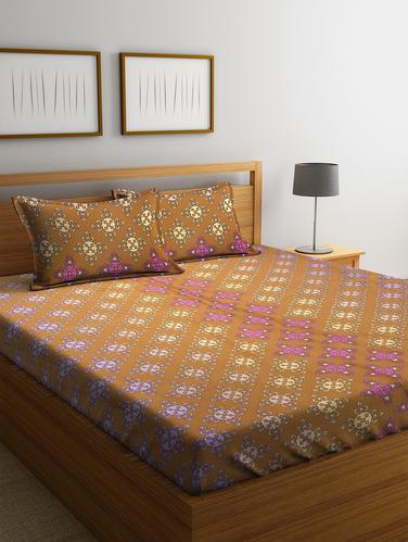 Cotton 144 TC Double Bedsheet with 2 Pillow Covers - 15341735 - Very Small Image - 1
