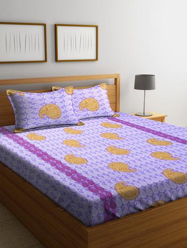Cotton 144 TC Double Bedsheet with 2 Pillow Covers - 15341738 - Very Small Image - 1