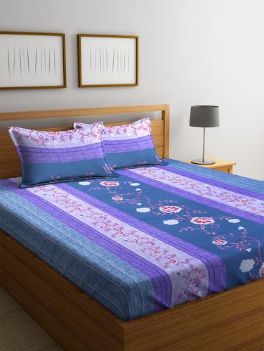 Cotton 144 TC Double Bedsheet with 2 Pillow Covers - 15341740 - Very Small Image - 1
