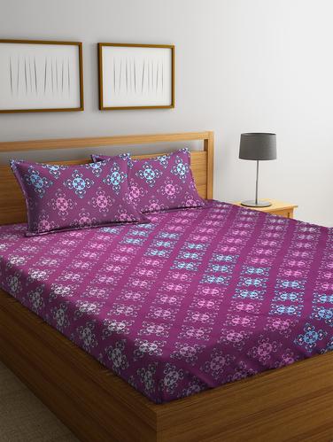 Cotton 144 TC Double Bedsheet with 2 Pillow Covers - 15341744 - Very Small Image - 1