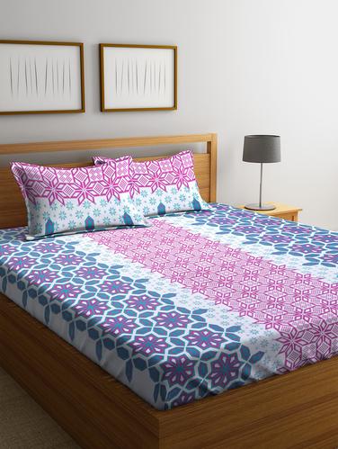 Cotton 144 TC Double Bedsheet with 2 Pillow Covers - 15341753 - Very Small Image - 1