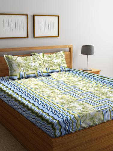 Cotton 144 TC Double Bedsheet with 2 Pillow Covers - 15341755 - Very Small Image - 1