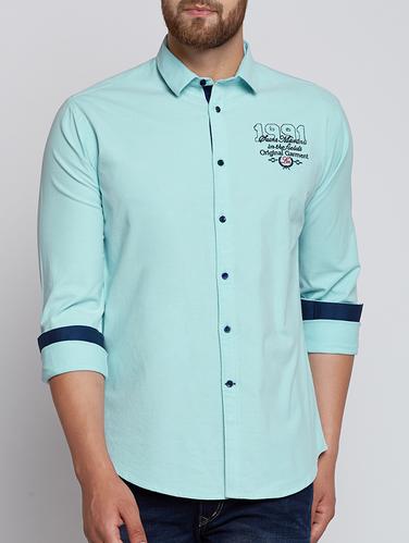 blue cotton casual shirt - 15341780 - Very Small Image - 1