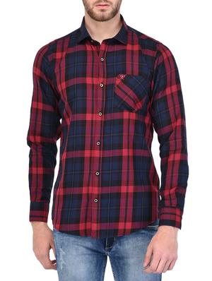 red cotton casual shirt - 15341798 - Standard Image - 1
