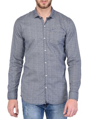 blue cotton casual shirt - 15341799 - Standard Image - 1