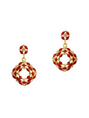 Red Gold Tone Enamel Earrings - 15341839 - Standard Image - 1