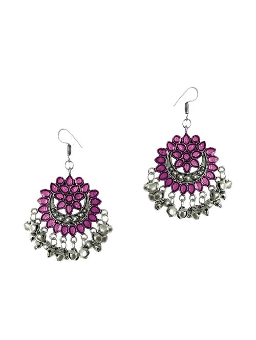 pink silver tone tribal earrings - 15341840 - Very Small Image - 1