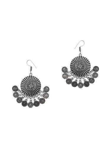 Silver Tone Tribal Earrings - 15341841 - Very Small Image - 1
