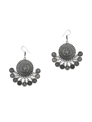 Silver Tone Tribal Earrings - 15341842 - Very Small Image - 1