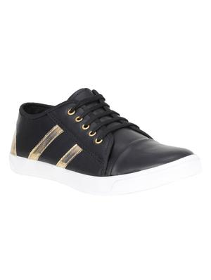 black leatherette lace up sneaker - 15341891 - Standard Image - 1