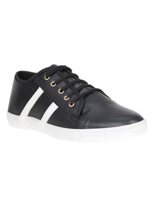 black leatherette lace up sneaker - 15341892 - Standard Image - 1
