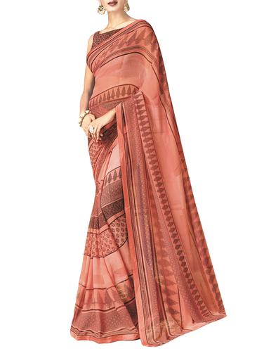 Geometrical printed saree with blouse - 15341935 - Very Small Image - 1